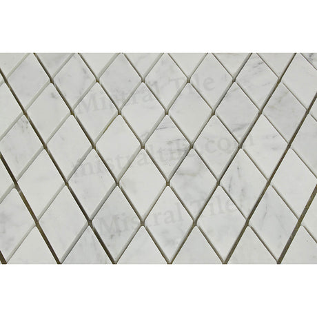 1x2 Honed Bianco Carrara Marble Diamond Mosaic Perspective view