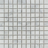 1x1 Honed Bianco Carrara Marble Square Mosaic