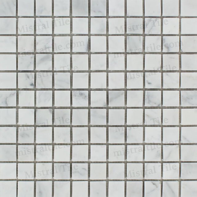 1x1 Honed Bianco Carrara Marble Square Mosaic