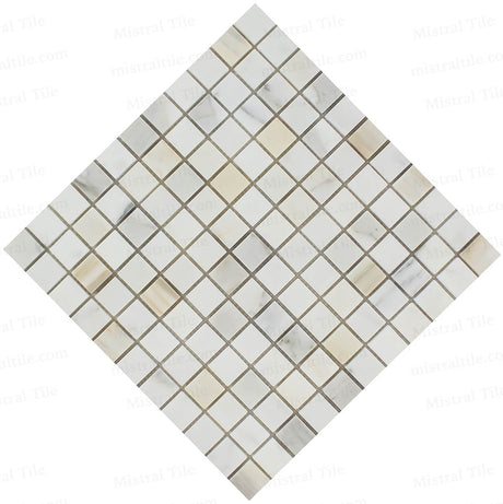 1x1 Honed Calacatta Gold Marble Square Mosaic Cross