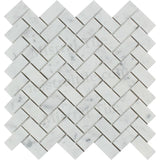 1x2 Zigzag Honed Bianco Carrara Herringbone Mosaic