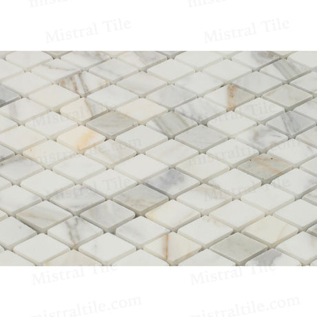 1x2 Honed Calacatta Gold Marble Diamond Mosaic Flooring