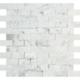 1x2 Split-faced Bianco Carrara Marble Brick Mosaic