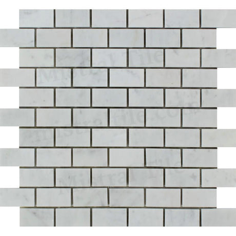 1x2 Honed Bianco Carrara Marble Brick Mosaic