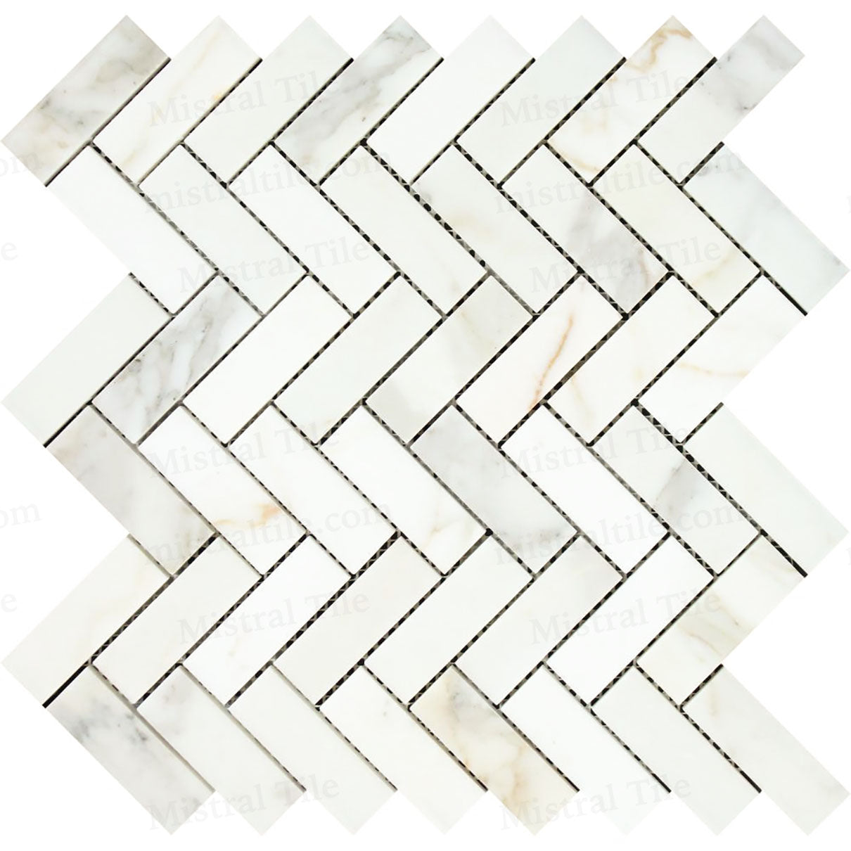 1x3 Zigzag Honed Calacatta Gold Herringbone Mosaic Horizontal