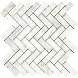 1x3 Zigzag Honed Calacatta Gold Herringbone Mosaic Horizontal