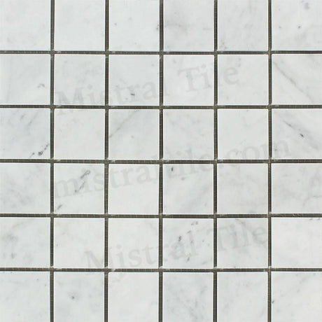 2x2 Honed Square Bianco Carrara Marble Mosaic