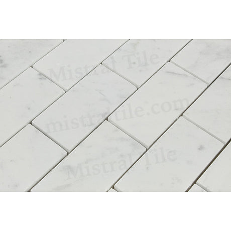 2x4 Bianco Carrara Marble Honed Brick Mosaic