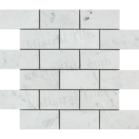 2x4 Bianco Carrara Marble Polished Brick Mosaic