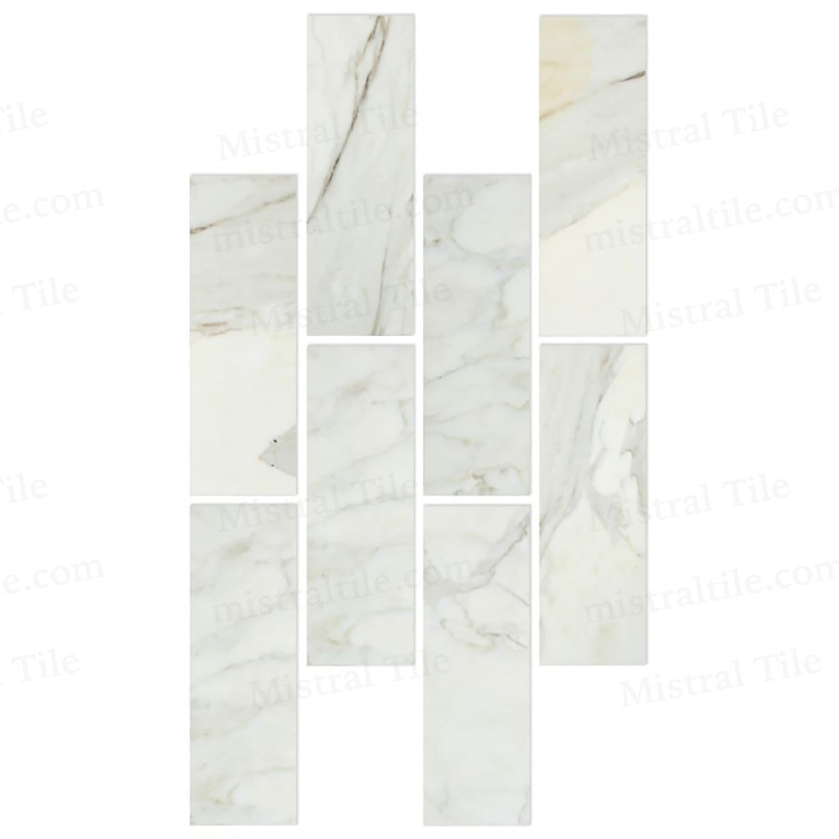 4x12 Honed Italian Calacatta Gold Marble Tiles vertical