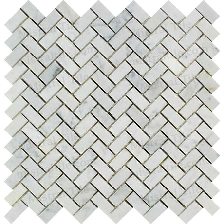 5/8x1 1/4 Honed Bianco Carrara Herringbone Mosaic