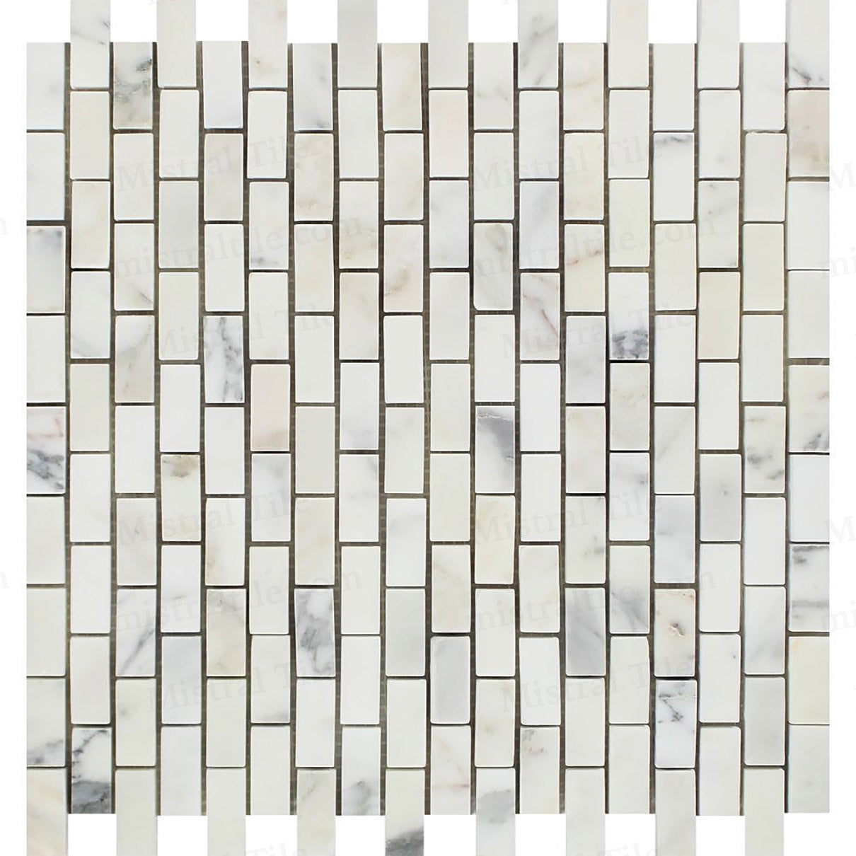 5/8x1 1/4 Honed Calacatta Gold Mini Brick Mosaic Tile