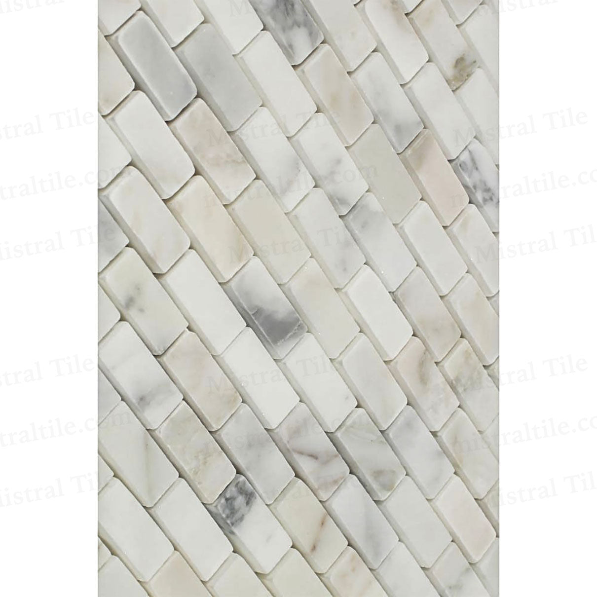 5/8x1 1/4 Polished Calacatta Gold Mini Brick Mosaic Wall Application