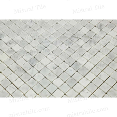 5/8x5/8 Honed Bianco Carrara Marble Mosaic Tile Perspecive View