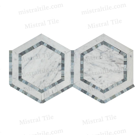 5x5 Honed B. Carrara - Blue Gray Honeycomb Mosaic