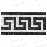 Honed Bianco Carrara - Black Greek Key Border tiles