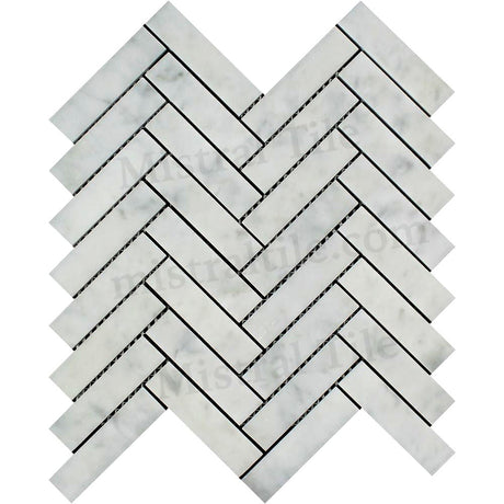 Bianco Carrara 1x4 Honed Herringbone Mosaic