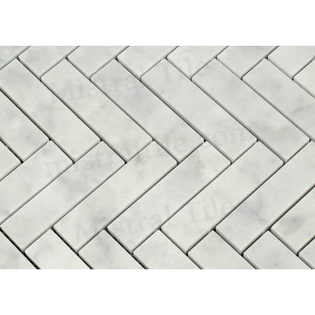 Bianco Carrara 1x4 Honed Herringbone Mosaic