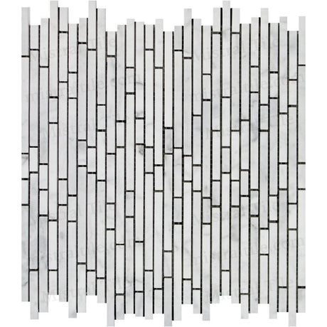 Bamboo Sticks Honed Bianco Carrara Mosaic