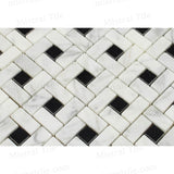 Honed Bianco Carrara-Black Mini Pinwheel Mosaic Perspective