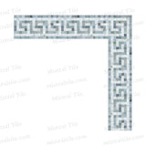 Honed Bianco Carrara - Blue Gray Greek Key Border Mosaic