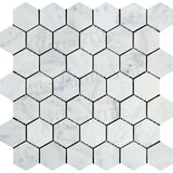 Bianco Carrara Marble: 2x2 Honed Hexagon Mosaic