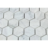 Bianco Carrara Marble 2x2 Honed Hexagon Mosaic