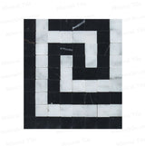 Bianco Carrara Marble and Black Honed Marble Greek Key Mosaic Border Corner