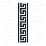 Honed Bianco Carrara - Black Greek Key Border vertical view