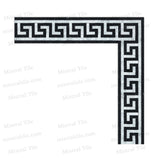 Honed Bianco Carrara - Black Greek Key Border mosaic