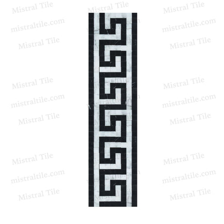 Polished Bianco Carrara - Black Greek Key Border Vertical