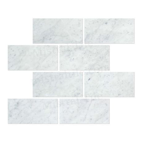 Bianco Carrara Marble: 3x6 Polished Tile - Mistral Tile