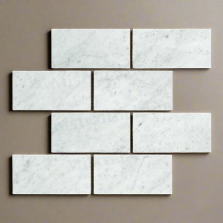 Bianco Carrara tile 3x6 Honed with background