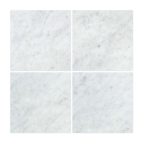 12x12 Honed Bianco Carrara Marble Tiles