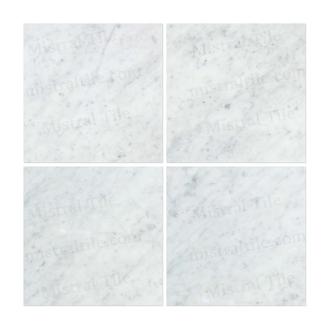 12x12 Honed Bianco Carrara Marble Tiles