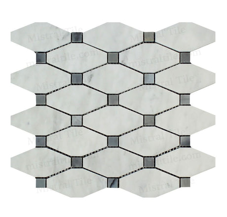 Honed Bianco Carrara-Blue Gray Marble Octave Mosaic Tile