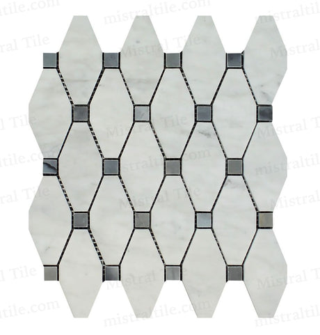 Honed B. Carrara-Blue Gray Marble Octave Mosaic Tile