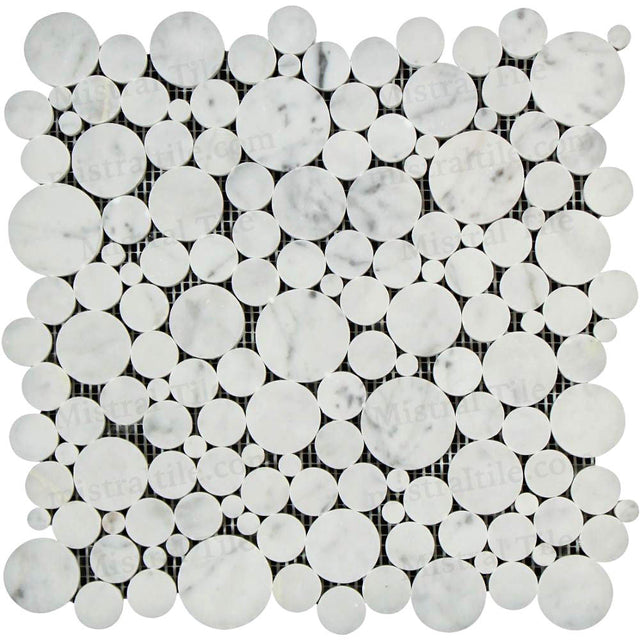 Honed Bianco Carrara Circle Bubbles Mosaic