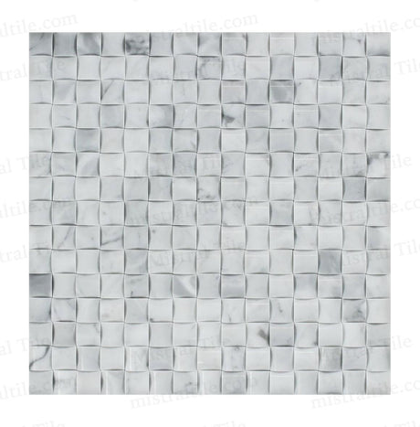 Honed Bianco Carrara Marble 3D Small Bread Mosaics