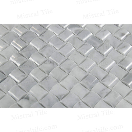 Bianco Carrara Marble 3D Small Bread Mosaic Tile