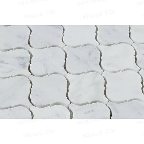 Honed Bianco Carrara Marble Lantern Mosaic Tile Details