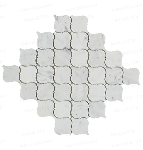 Honed Bianco Carrara Marble Lantern Mosaic Tiles