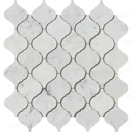 Honed Bianco Carrara Marble Lantern Mosaic Tile