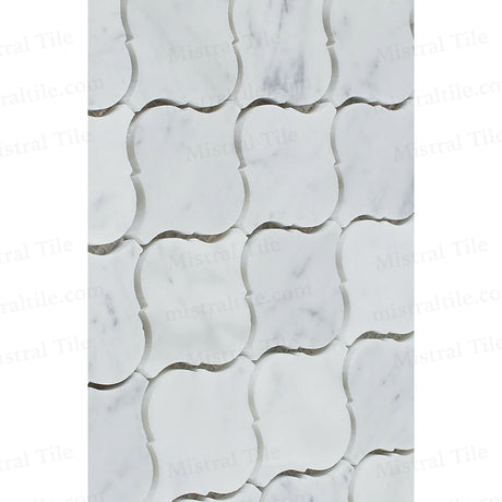 Honed Bianco Carrara Marble Lantern Mosaic Tile Wall Cover