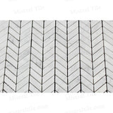 Bianco Carrara Honed Marble Mini Chevron Mosaic Tile Details