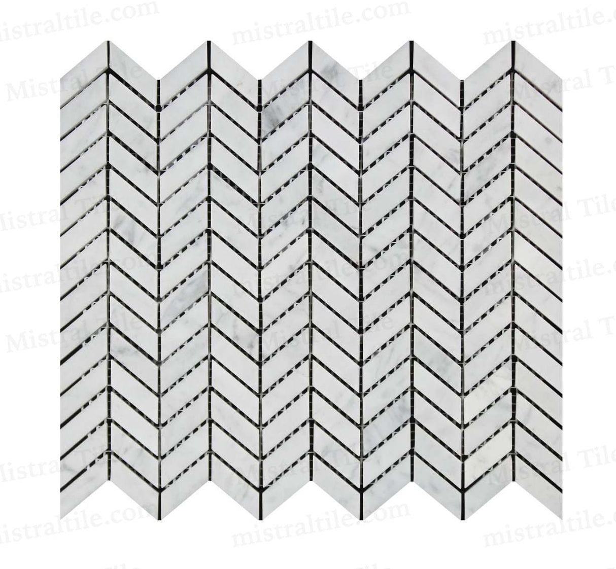 Bianco Carrara Honed Marble Mini Chevron Mosaic Tile