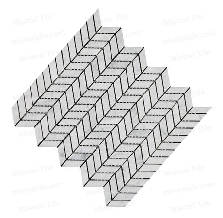 Bianco Carrara Honed Marble Mini Chevron Mosaic