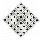 Honed Bianco Carrara-Black Mini Pinwheel Mosaic Tile