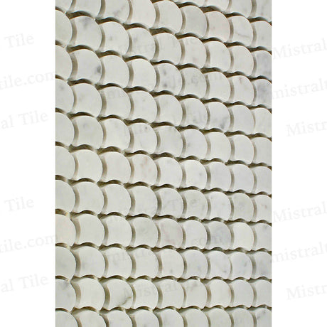 Honed B. Carrara Marble Fan (Fish Scale) Mosaic Tile for wall