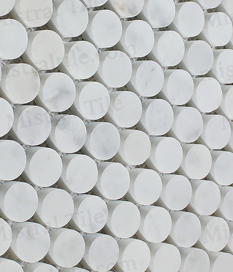 Honed Bianco Carrara Marble Penny Round Mosaic Tiles